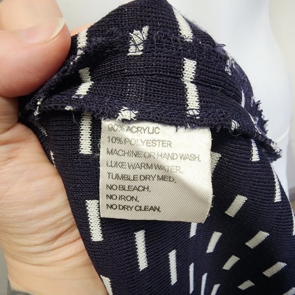 Misook Womens XS Petite Short Sleeve Knit Dress Navy Blue White Dashes & Trim - Picture 13 of 14